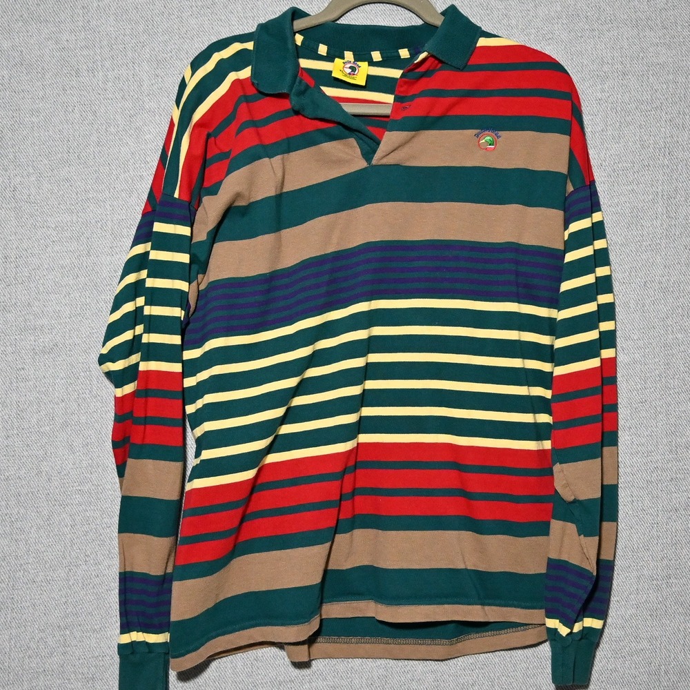Duck Head Rugby Polo Mens Vintage Stripe XL Green Red USA Made